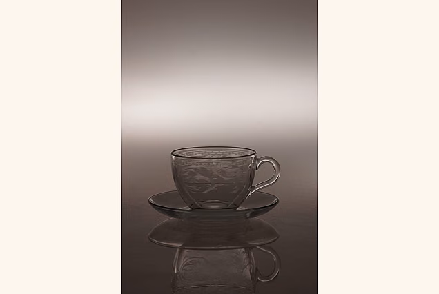 Cappuccino Cups with Saucers, Glass-Etched, Versal
