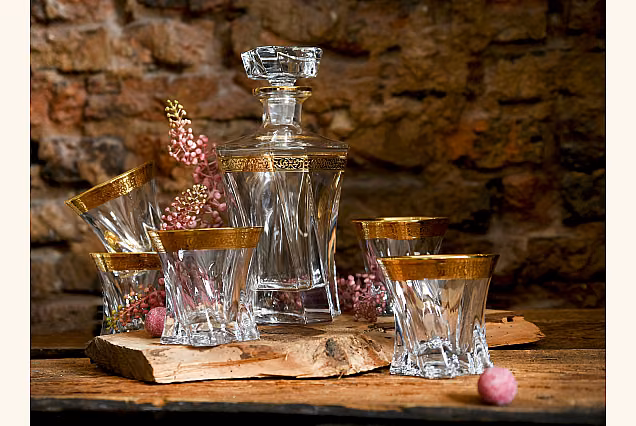 Ambasador-AZ Luxury Crystal Decanter with 6 Whisky Glasses