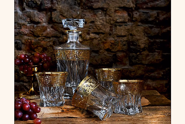 Panama-PZK Luxury Crystal Decanter with 6 Whisky Glasses