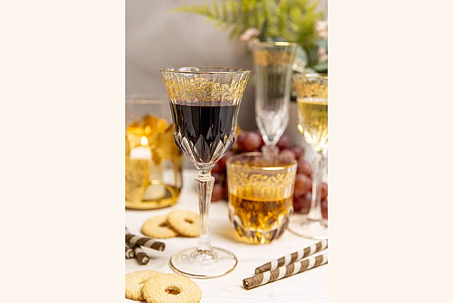 Elegant Gold-Decorated CHARME-CHROB Water Goblets 280ml