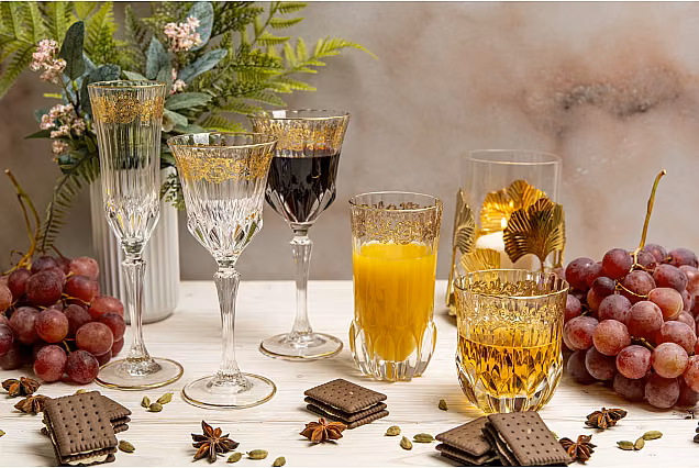 Luxury CHARME-CHROD Water Glasses with Gold Decoration