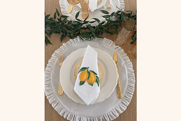 Embroidered Napkin - Sicilian Lemon