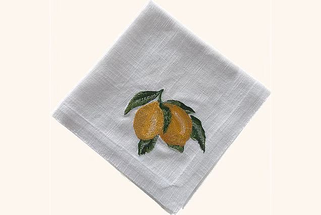 Embroidered Napkin - Sicilian Lemon