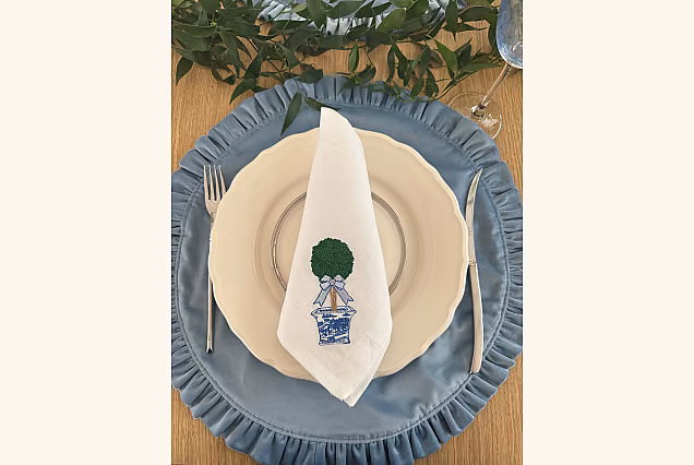 Embroidered Napkin - Planter
