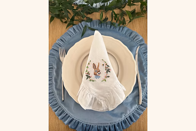 Embroidered Napkin - Easter Bunny