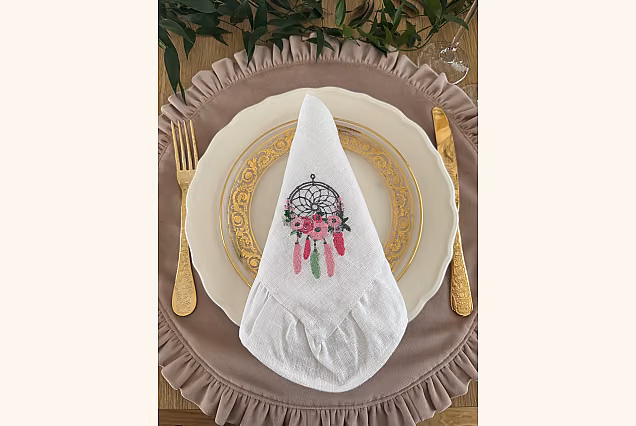Embroidered Napkin - Dreamcatcher
