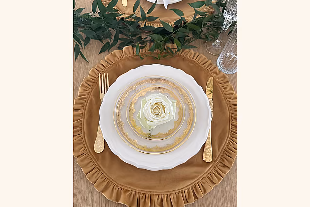 Satin Placemat 43cm with Frill, Gold