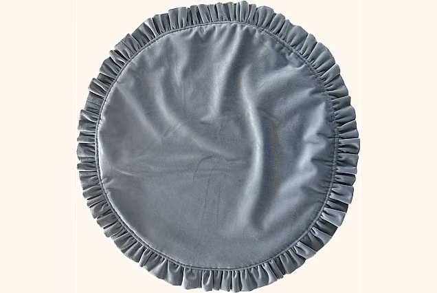 Satin Placemat 43cm with Frill, Light Blue