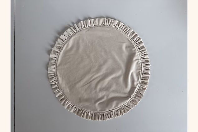 Satin Placemat 43cm with Frill, Ivory Beige