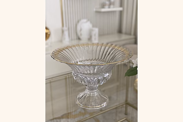 Crystal Gilded Footed Bowl Charme-CHRP