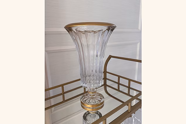Marigold-MA Exceptional Crystal Vase with Gold Decoration