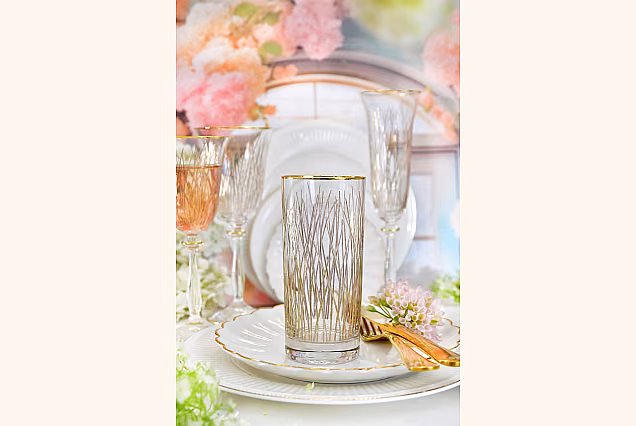 Bloom Gold-BGD Elegant Gold-Decorated Drinks Glasses, Set of 6