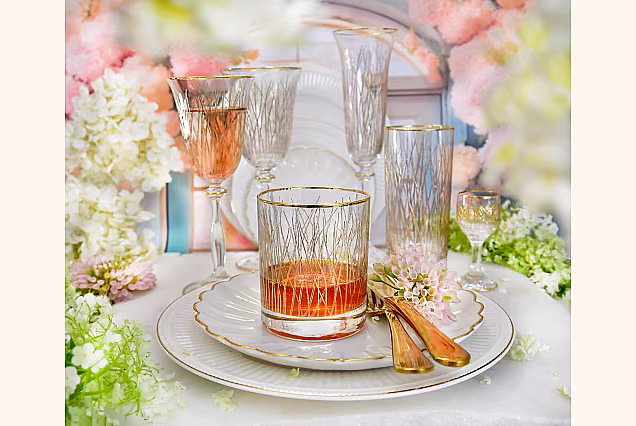 Bloom Gold-BGD Elegant Gold-Decorated Drinks Glasses, Set of 6
