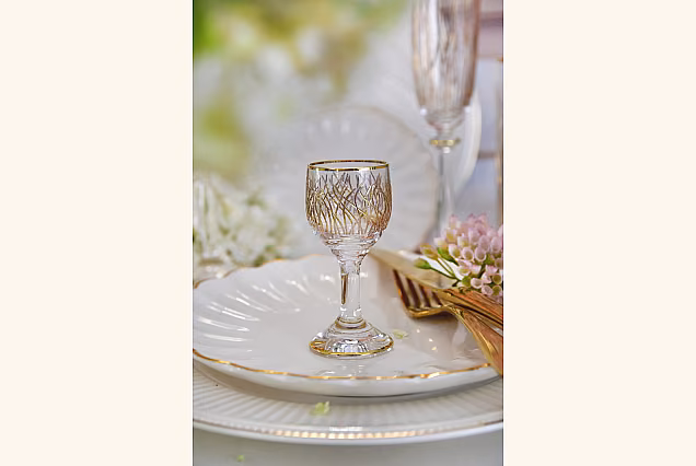 Bloom Gold-BGF Vodka Shot Glasses with Gold Decoration, Set of 6
