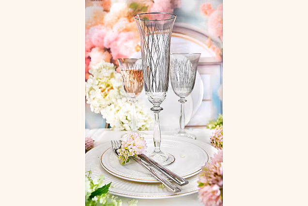 Bloom Platin-BPA Champagne Flutes with Platinum, Set of 6