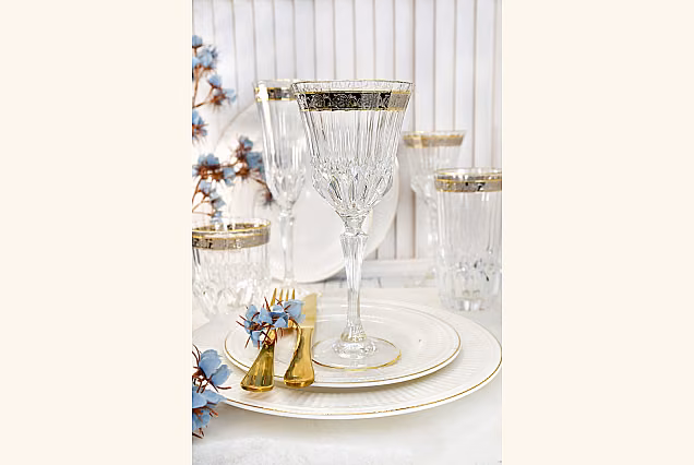 Luxury Sofia Crystal-SCC Wine Glasses 220ml with Platinum Decoration