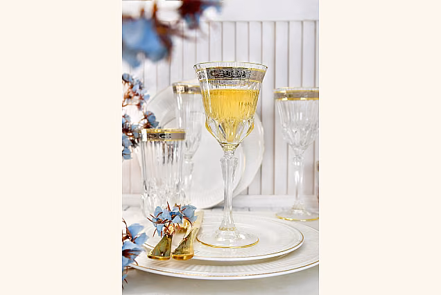 Luxury Palermo Crystal-PCC Wine Glasses 220ml with Platinum Decoration