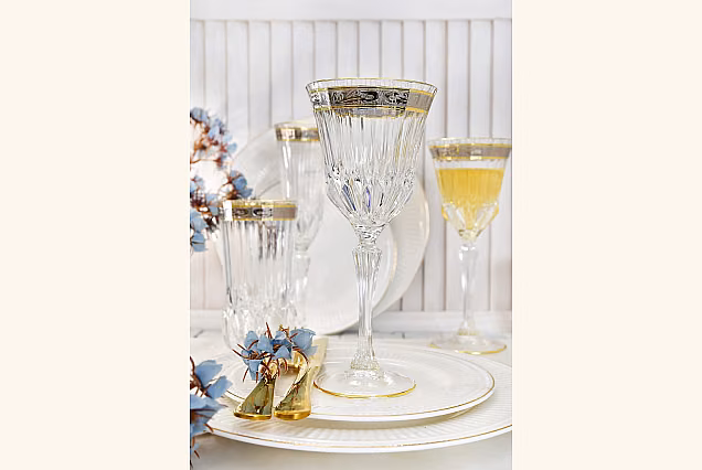 Beautiful Palermo Crystal-PCB Water Goblets 280ml with Platinum Decoration