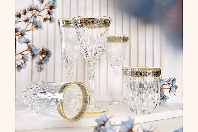 Beautiful Palermo Crystal-PCB Water Goblets 280ml with Platinum Decoration