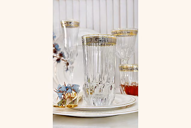 Elegant Palermo Crystal-PCD Water Glasses with Platinum Decoration