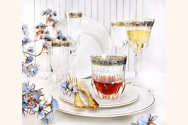 Elegant Palermo Crystal-PCD Water Glasses with Platinum Decoration
