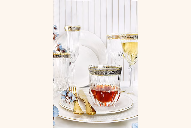 Elegant Decorated Palermo Crystal-PCE Whisky Glasses