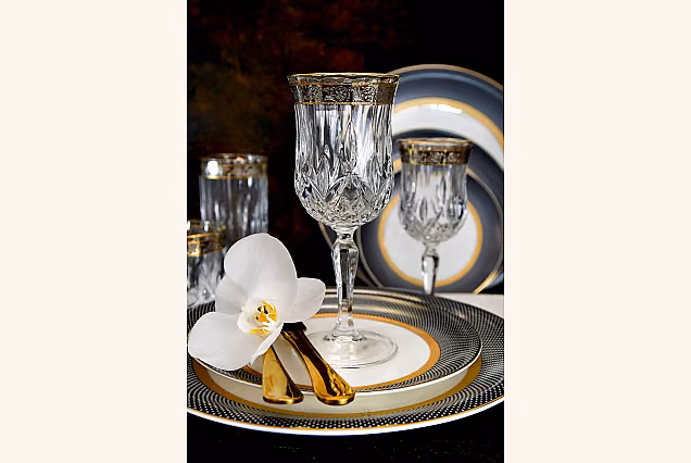 Luxury Decorated Opera Platin-OCB Wine Glasses 230ml