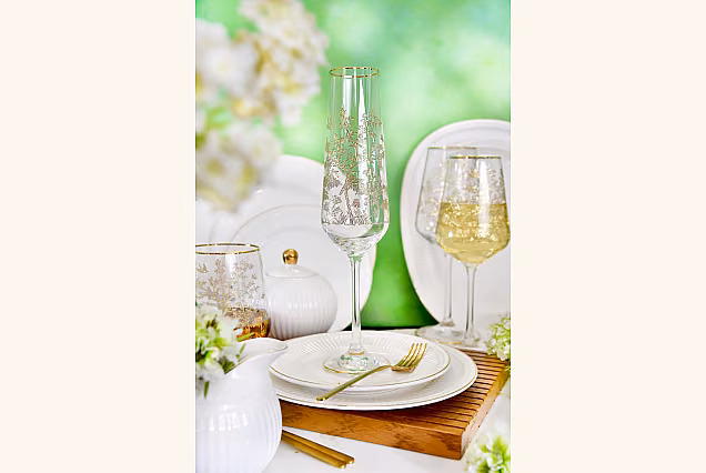 Forest-FA Lovely Gilded Champagne Flutes, Set of 6