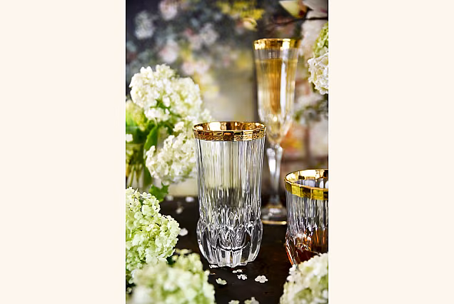 Elegant IRYS Water Glasses with Gold Decoration