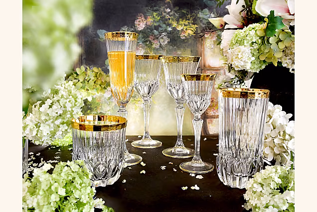 Elegant IRYS Water Glasses with Gold Decoration