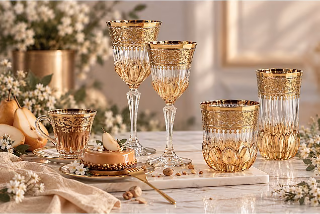 Amalfi-AD Gold-Decorated Water Glasses, Set of 6