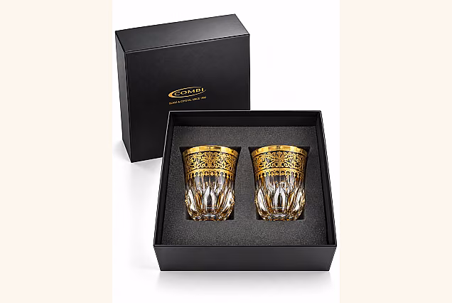 Amalfi-AH Set of 2 Crystal Whisky Glasses