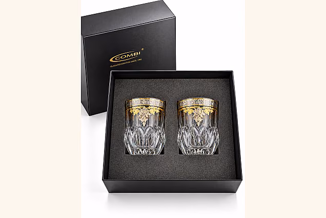 Jesolo-JN Crystal Whisky Glasses with Gold, Set of 2