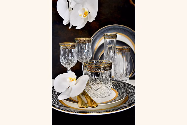 Opera Platin Set of 2 Decorated Wine Glasses 230ml