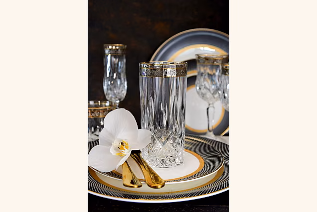 Opera Platin Set of 2 Crystal Drinking Glasses