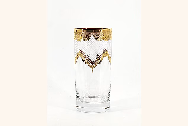 Gold-Painted Highball Glasses, Set of 6