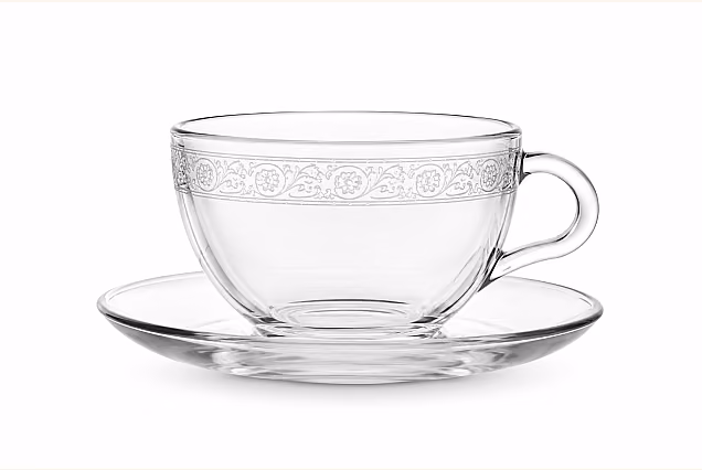 Cappuccino Glasses with Saucers, Set of 6, Venezia