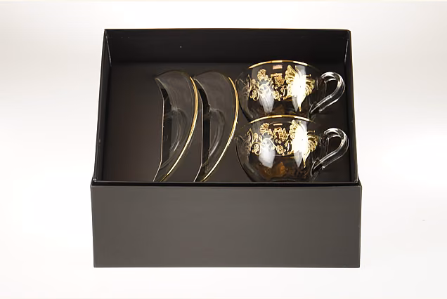 Butterfly Cappuccino Cups with Saucers, Set of 2